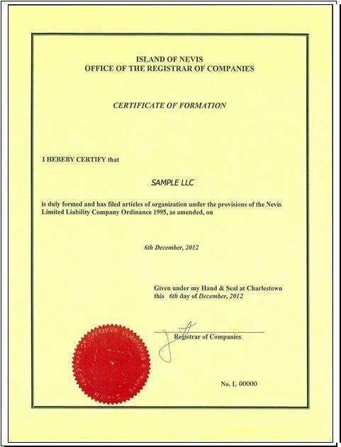 Certificate of Formation