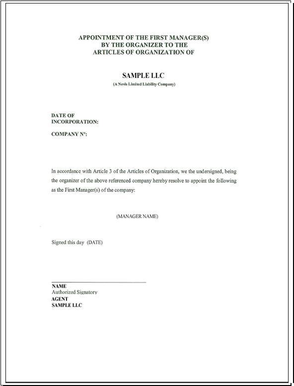 Appointment of First Manager