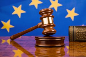 Gavel and european union flag